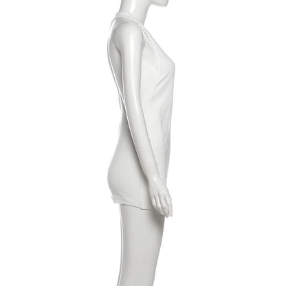 U neck hollow out letter pattern cut out mini dress  | Festival Outfits Women