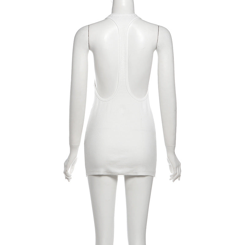 U neck hollow out letter pattern cut out mini dress  | Festival Outfits Women
