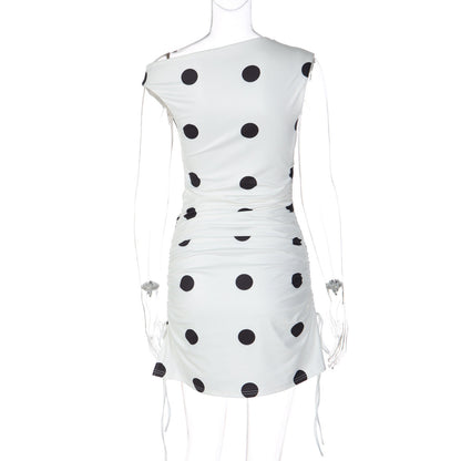 Off shoulder polka dot drawstring mini dress  | Festival Outfits Women