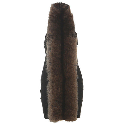 Halter fluffy backless mini dress  | Festival Outfits Women