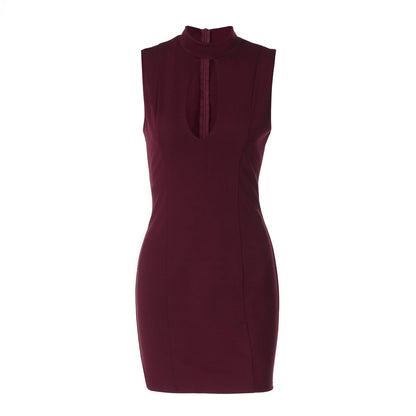 Hollow out crewneck sleeveless zip-up cut out mini dress  | Festival Outfits Women