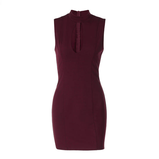Hollow out crewneck sleeveless zip-up cut out mini dress  | Festival Outfits Women