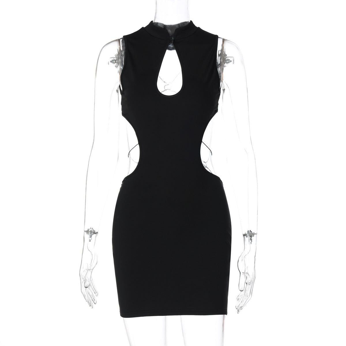 Hollow out o ring backless sleeveless cut out mini dress  | Festival Outfits Women