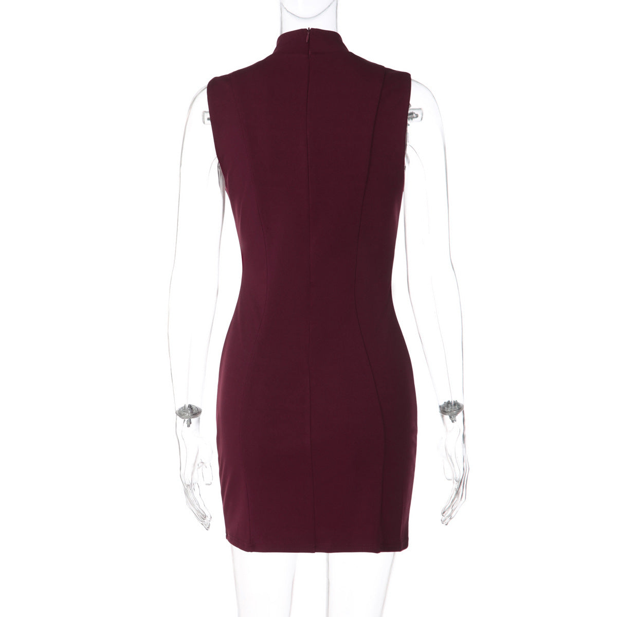 Hollow out crewneck sleeveless zip-up cut out mini dress  | Festival Outfits Women