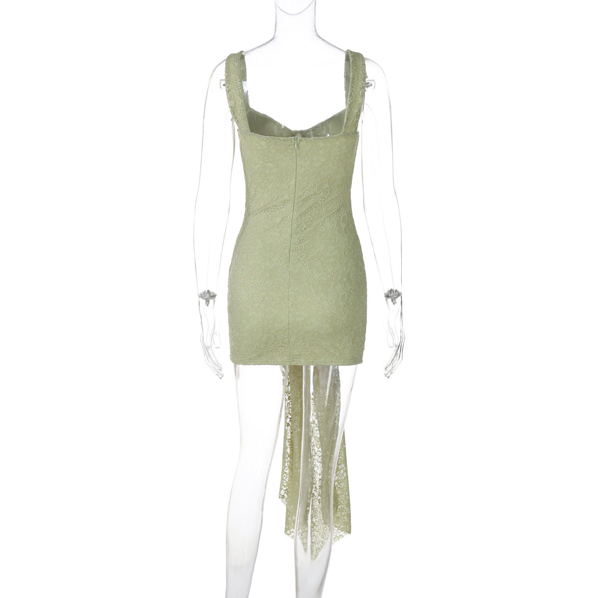 Self tie lace v neck zip-up cami mini dress  | Festival Outfits Women