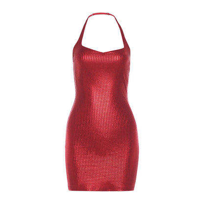 Halter backless metallic mini dress  | Festival Outfits Women