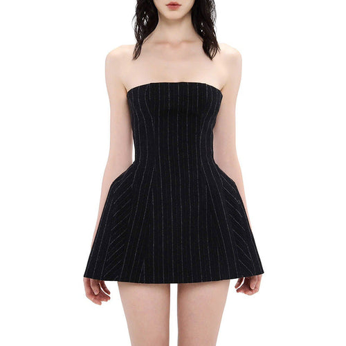 Striped backless contrast tube mini dress  | Festival Outfits Women