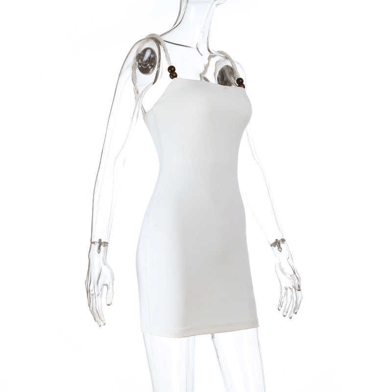 Square neck beaded backless cami mini dress  | Festival Outfits Women