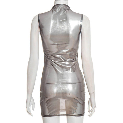 High neck see through sleeveless mini dress  | Festival Outfits Women
