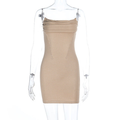 U neck ruched backless cami mini dress  | Festival Outfits Women