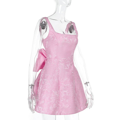 Square neck bowknot zip-up cami mini dress  | Festival Outfits Women