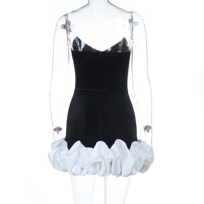 Ruched v neck zip-up backless cami mini dress  | Festival Outfits Women