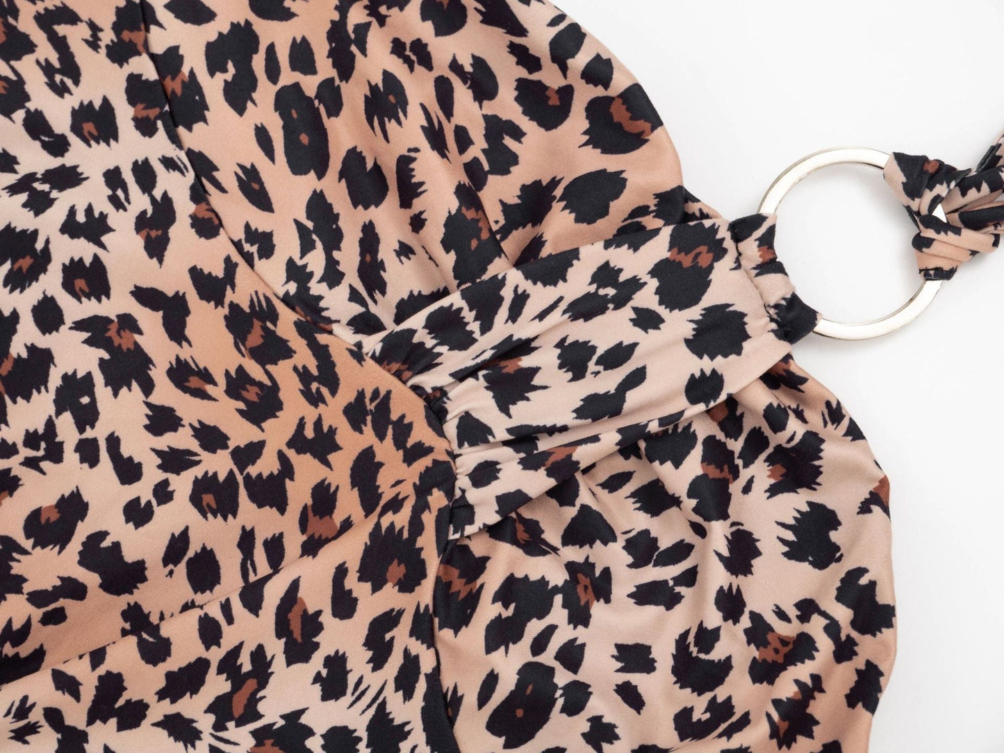 Leopard print halter self tie o ring mini dress  | Festival Outfits Women  | Leopard Print Mini Dress
