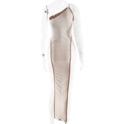 Irregular long sleeve ruched mesh mini dress  | Festival Outfits Women