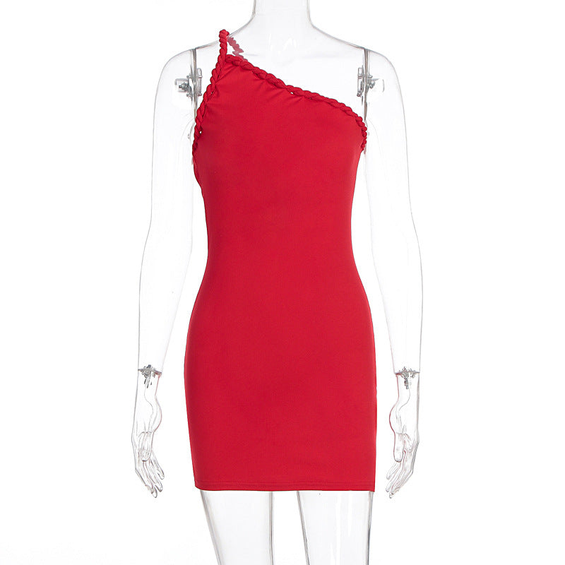 One shoulder irregular ruched backless mini dress  | Festival Outfits Women