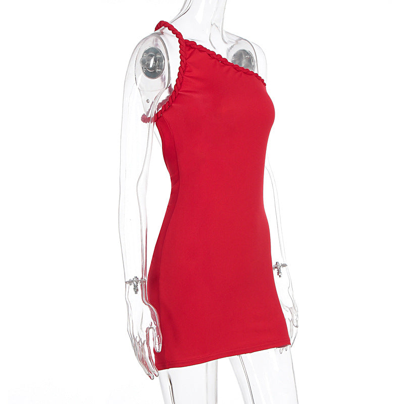 One shoulder irregular ruched backless mini dress  | Festival Outfits Women