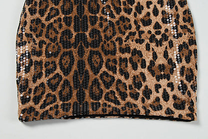 Leopard print glitter backless tube mini dress  | Leopard Print Mini Dress  | Festival Outfits Women