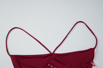 Cross back self tie water droplet applique mini dress  | Festival Outfits Women