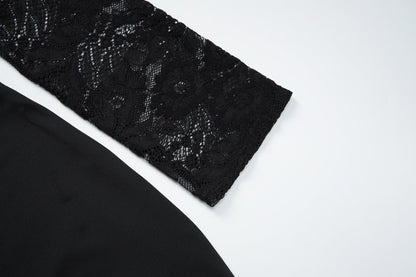 Lace long sleeve square neck solid mini dress  | Festival Outfits Women
