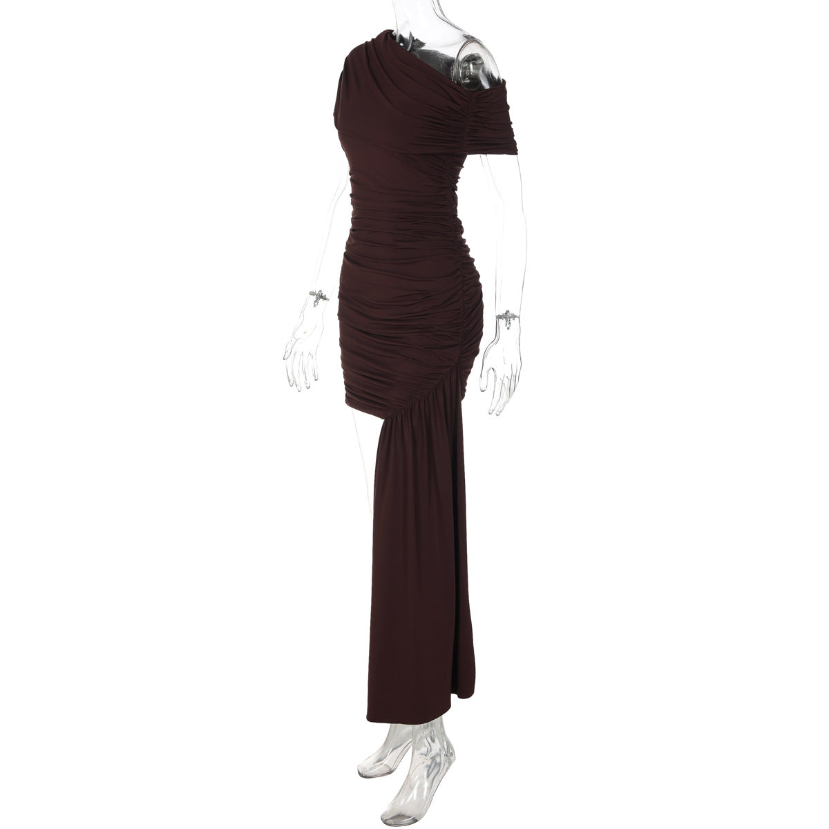 Ruched one shoulder irregular solid mini dress  | Festival Outfits Women