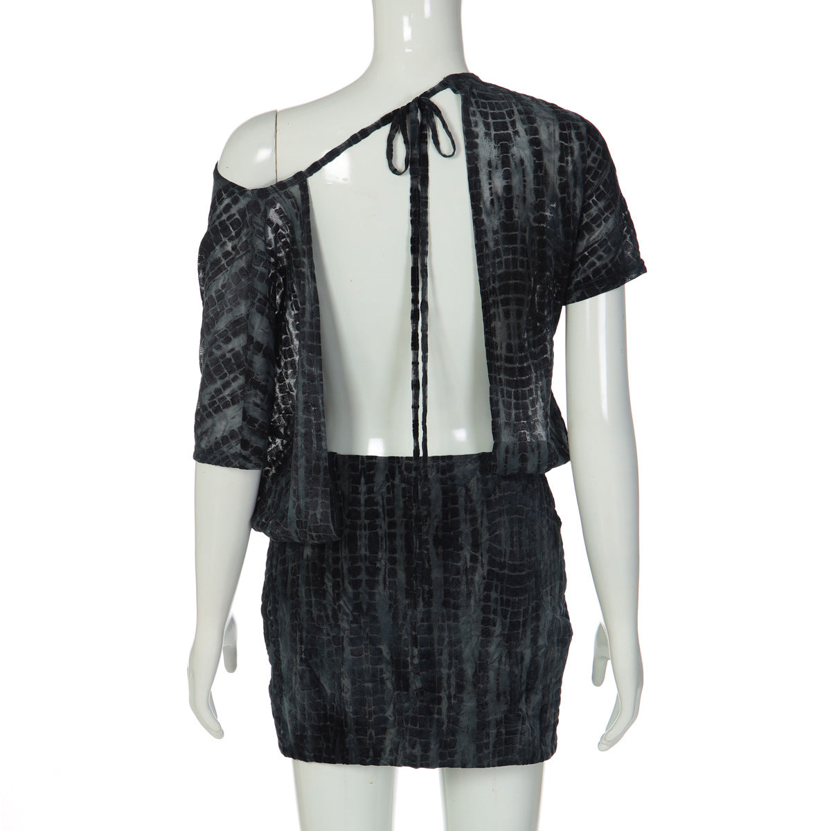 Short sleeve self tie irregular backless mini dress  | Festival Outfits Women