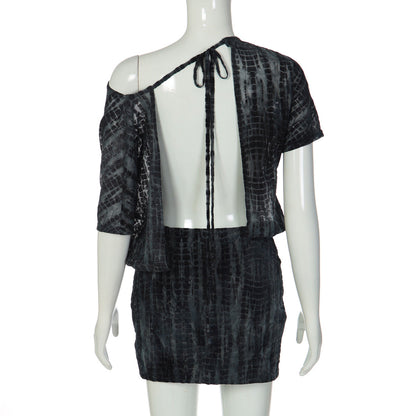 Short sleeve self tie irregular backless mini dress  | Festival Outfits Women