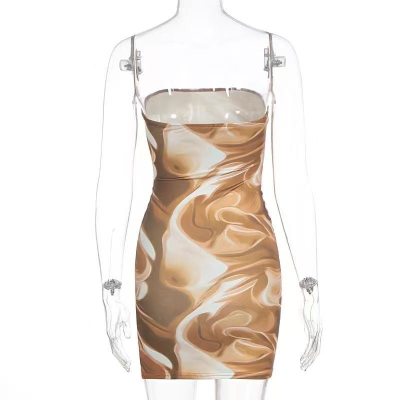 Ruched print contrast backless tube mini dress  | Festival Outfits Women