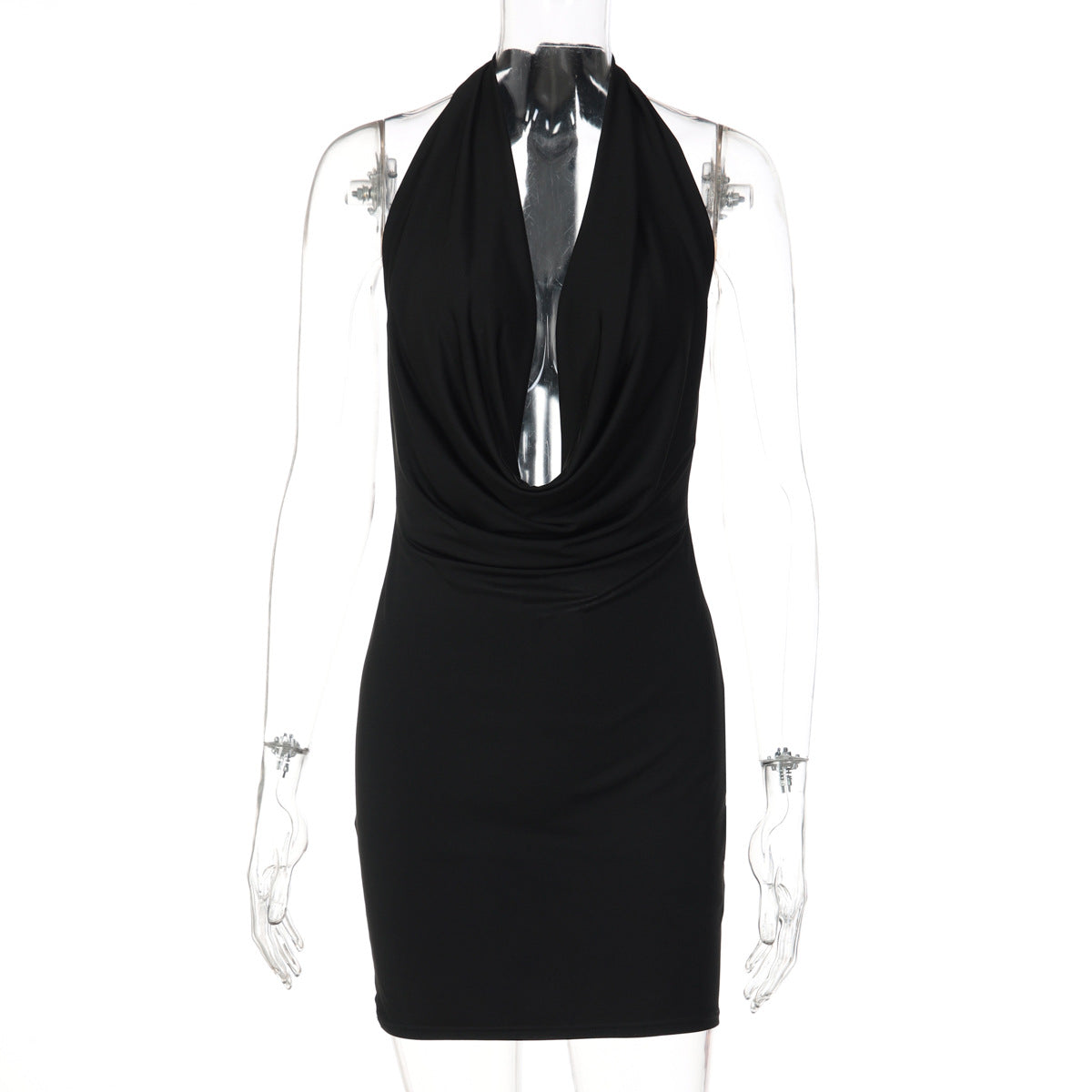 Glitter cowl neck halter butterfly embroidery mini dress  | Festival Outfits Women