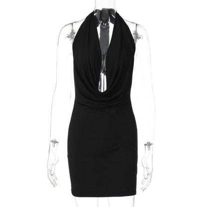 Glitter cowl neck halter butterfly embroidery mini dress  | Festival Outfits Women