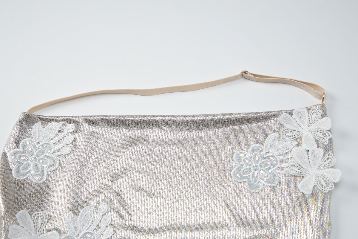 Irregular cowl neck embroidery halter mini dress  | Festival Outfits Women