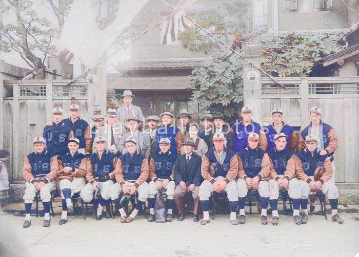 1931 Japan Baseball Tour Team Colorized Print