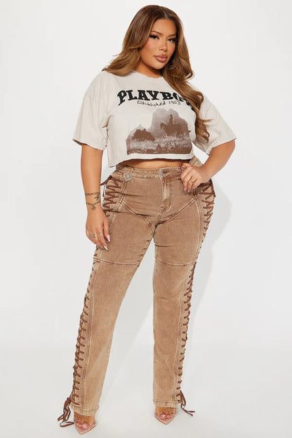 Trendy Drawstring Tie-Waist Stylish Denim Jeans