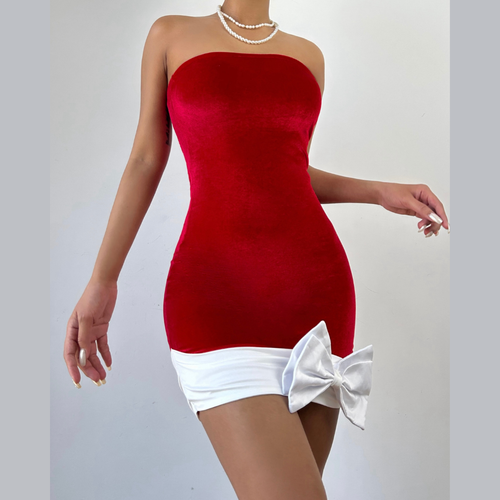Bowknot backless tube mini dress  | Festival Outfits Women