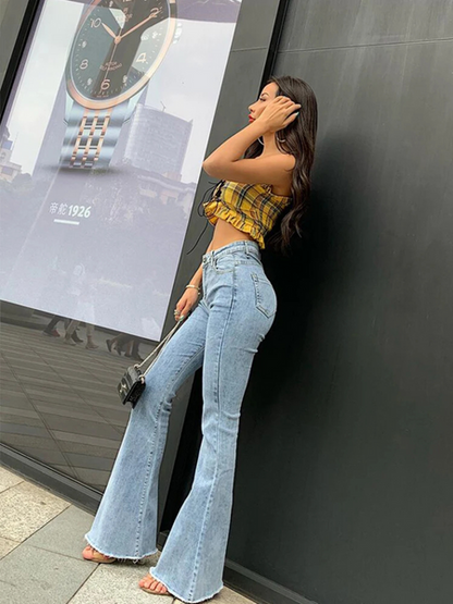 Women's Casual High Waisted Denim Flared Jeans | Ideal for All Seasons