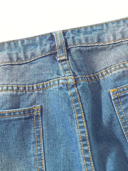 Women's Straight Leg Baggy Jeans with Slash Pockets | Great for Everyday Wear