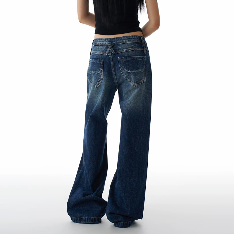 Pocket button zip-up low rise wide leg | Baggy Low Rise Jeans  | Festival Outfits Women