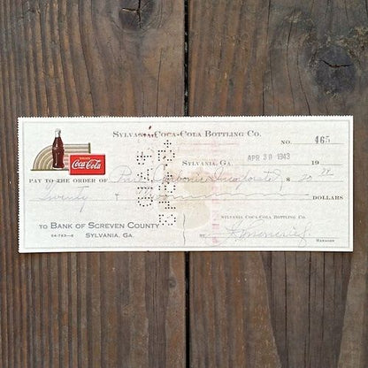 COCA COLA 1940s Bottling Company COKE Checks