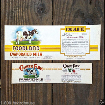 HOLSTEIN COW EVAPORATED MILK Can Labels 1920s
