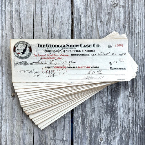 20 WHOLESALE 1920s Stamped Bank Checks GEORGIA SHOW CASE CO Montgomery AL LOT