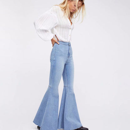 Elegant Women Casual Style Good Stretch Flare Jeans