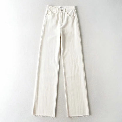 Women'S Casual Long High Waist Straight Jeans
