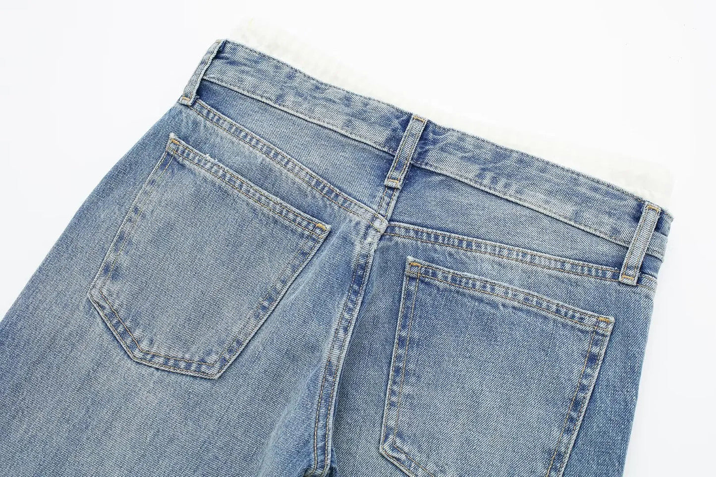 Women's Vintage Mid Waist Straight Leg Jeans with Lace Up Style | Great for All Seasons