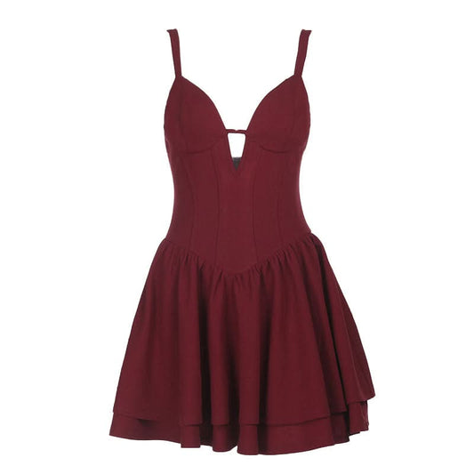 Ruched v neck zip-up cami mini dress  | Festival Outfits Women