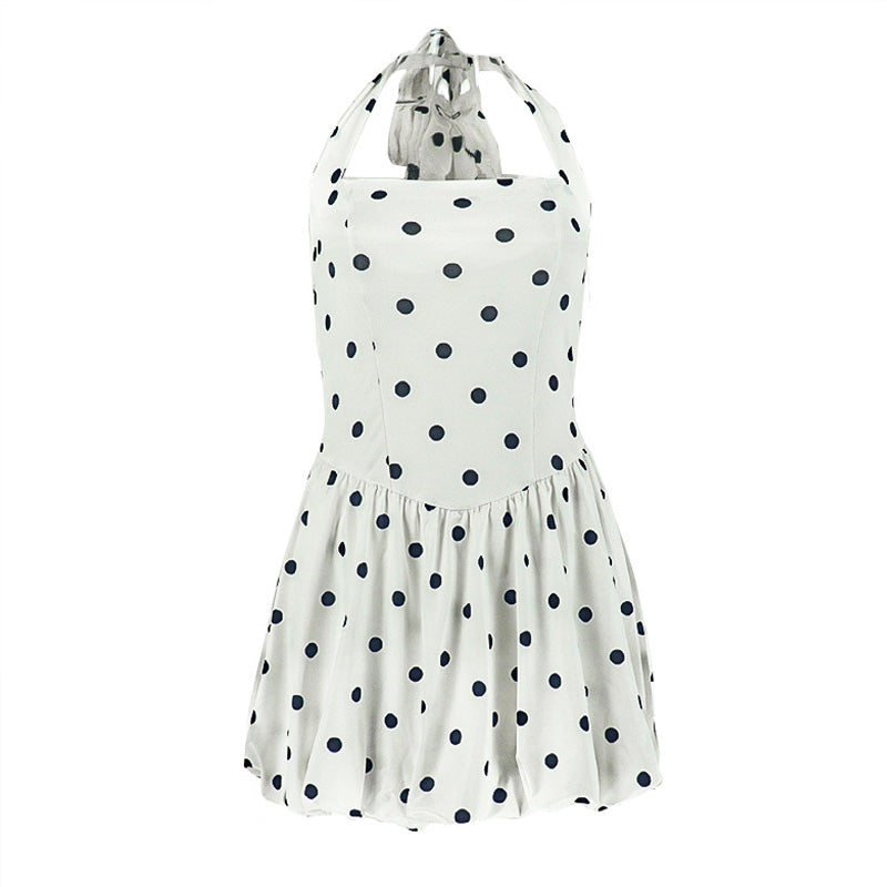 Halter polka dot backless mini dress  | Festival Outfits Women