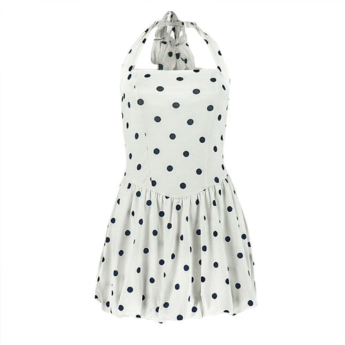 Halter polka dot backless mini dress  | Festival Outfits Women