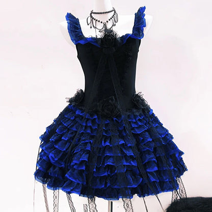 Ruffle flower applique square neck zip-up mini dress  | Festival Outfits Women