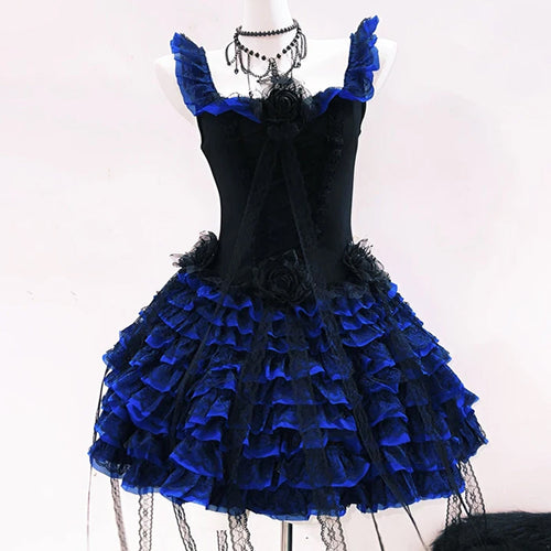 Ruffle flower applique square neck zip-up mini dress  | Festival Outfits Women