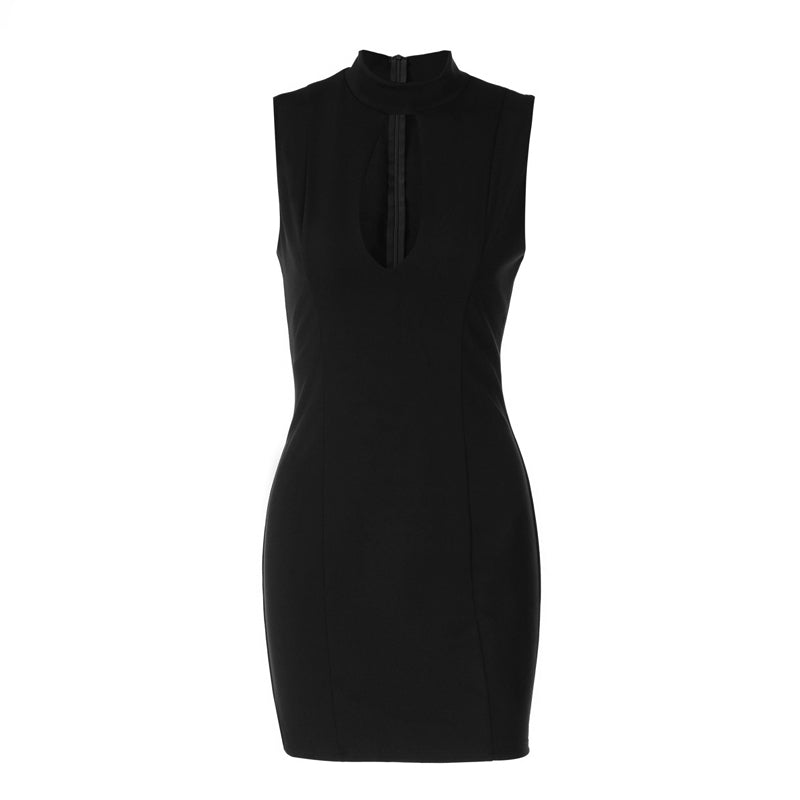 Hollow out crewneck sleeveless zip-up cut out mini dress  | Festival Outfits Women