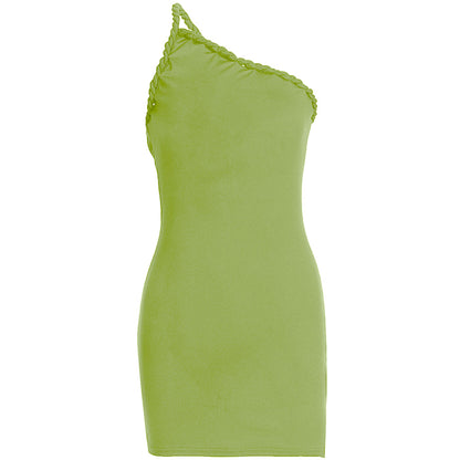 One shoulder irregular ruched backless mini dress  | Festival Outfits Women
