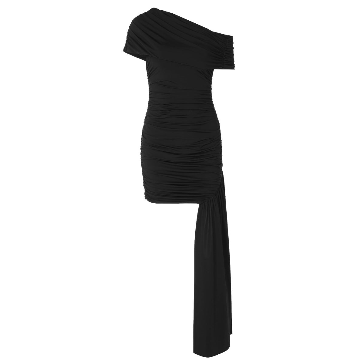 Ruched one shoulder irregular solid mini dress  | Festival Outfits Women